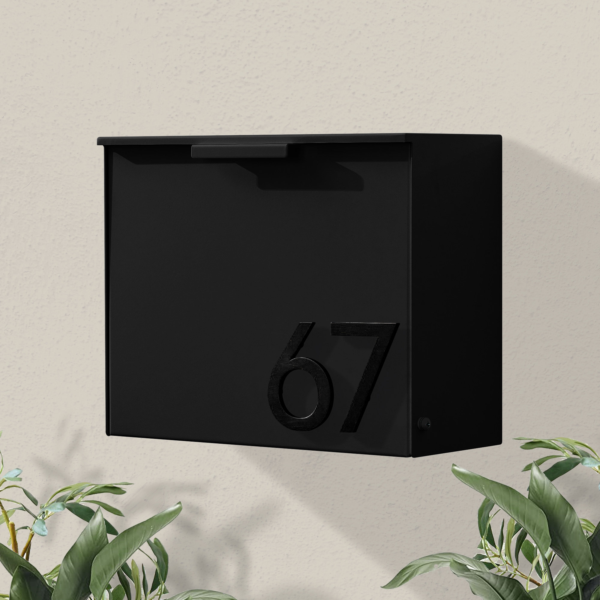 Cubby Wall Mounted Steel Mailbox, Black, Black, Yes