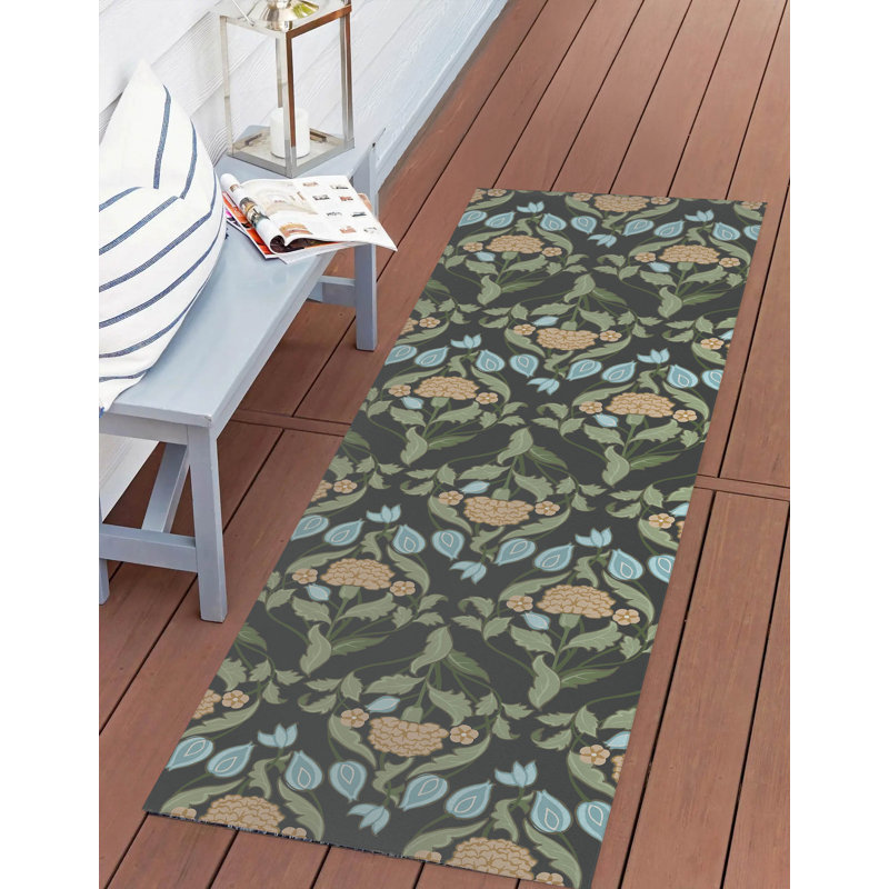 Piper Soft Step Outdoor Area Rug, Charcoal, Runner 8' x 2'6"