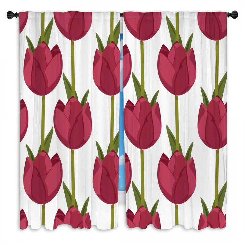 Rideaux de fenêtre Tulipes à motif floral - 2 panneaux, L 56 po x L 78 po