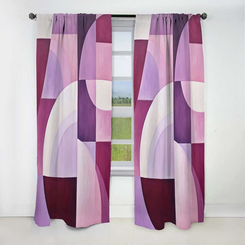 Mauve Motion Abstract Shapes - Rideau formes abstraites - Rideau occultant - 1 panneaux, L 52 po x L 63 po