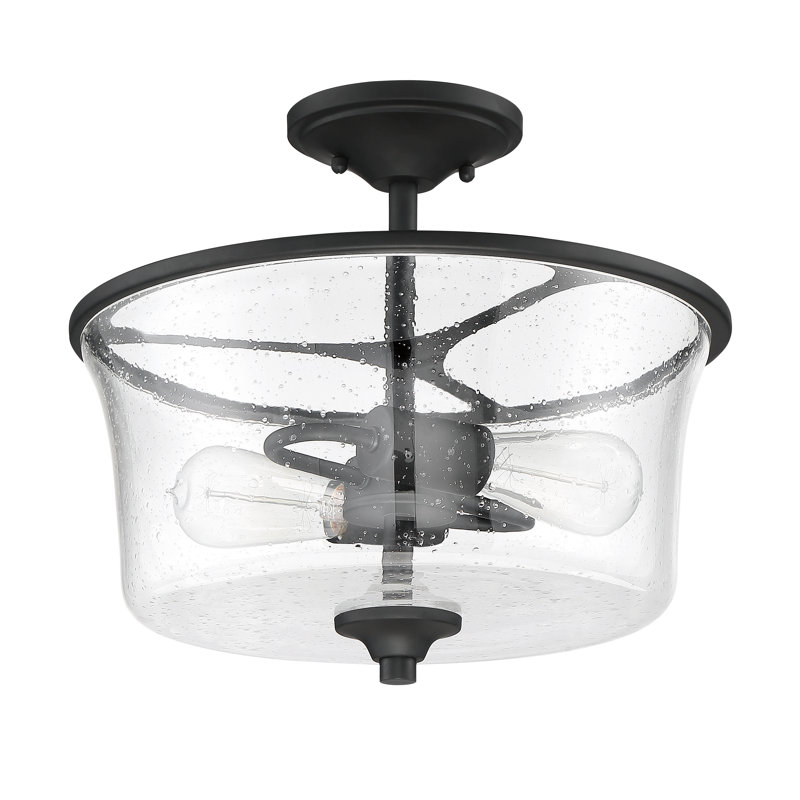 Wiggins 2 - Light Dimmable Drum Chandelier, Clear Seeded, Flat Black