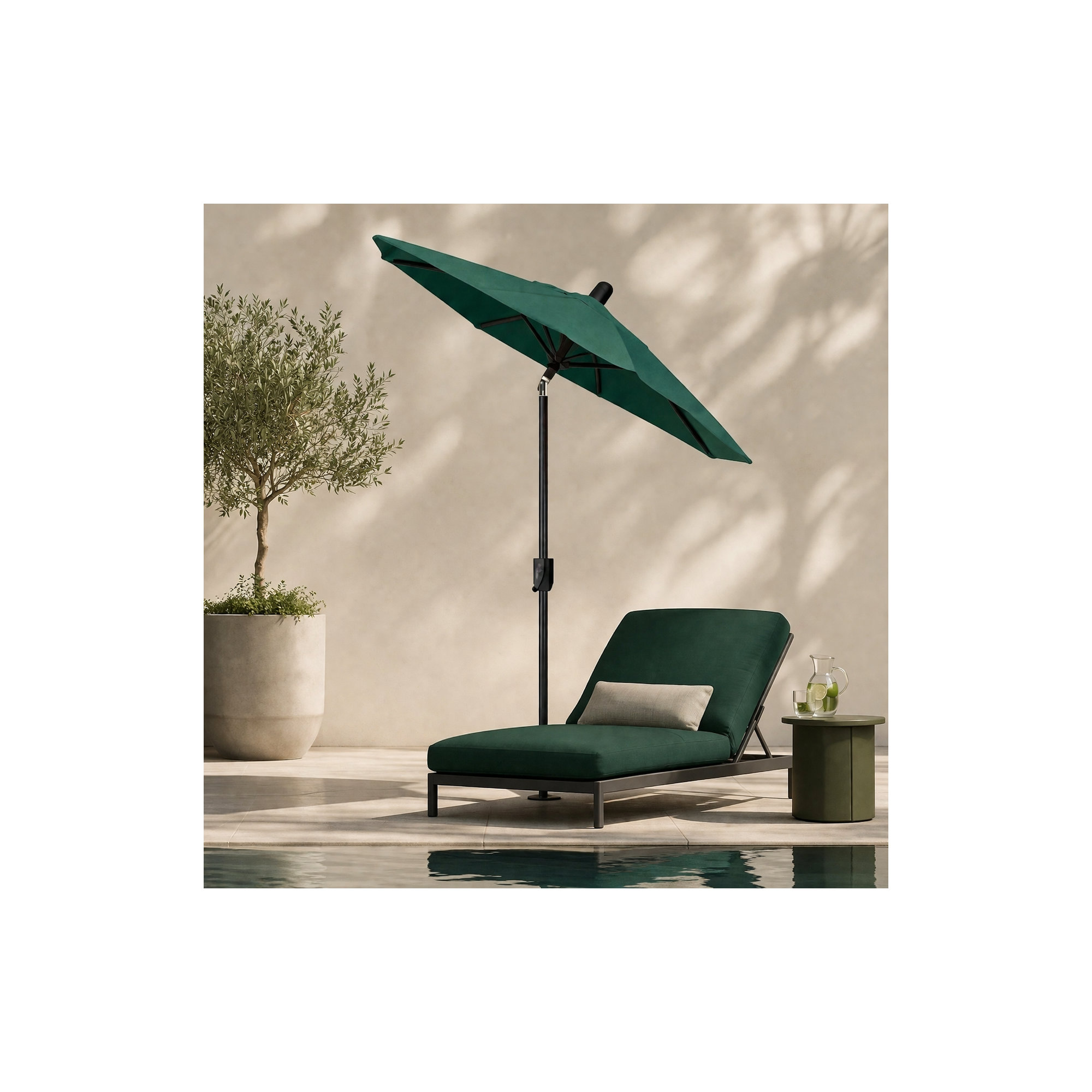 Natalie 74.5'' Outdoor Umbrella, Antique Bronze, Canvas Forest Green