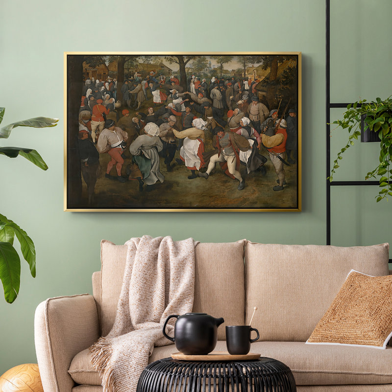 La danse du mariage, v. 1566-Peter Bruegel l'Ancien, toile tendue avec châssis, 24 po x 36 po, Doré