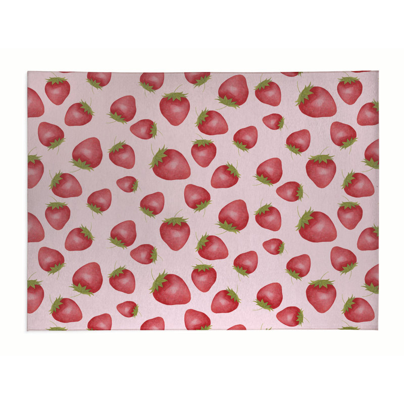 Tapis de bureau léger Summer Strawberries, L 36 po x P 60 po, Rose