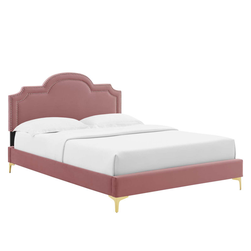 Modway Aviana Performance Velvet Bed, Dusty Rose, Full