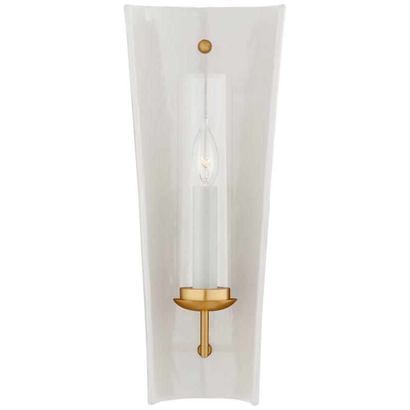 Chapman & Myers Downey Medium Reflector Sconce, White/Gild