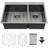 33"X22" Double Bowl Drop In Sink Gunmetal Black 16 Gauge, 60/40 Design, 10" Deep Basins, Hand - Crafted By , Rear Drain, X Grooves For Efficient Draining, Sound Reducing Pads, Condensation Coating,