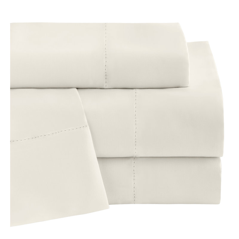 Ensemble de literie en rayonne, Ivoire, Ensemble de draps pour grand lit avec 2 taies d'or