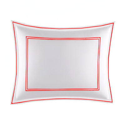 400TC Edge Embroidery & Double Border Cotton Sateen Solid Pillow Sham