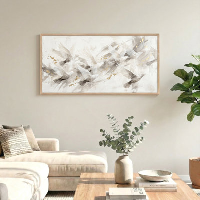 Ensemble de 1 tableau sur toile représentant des oiseaux en vol
