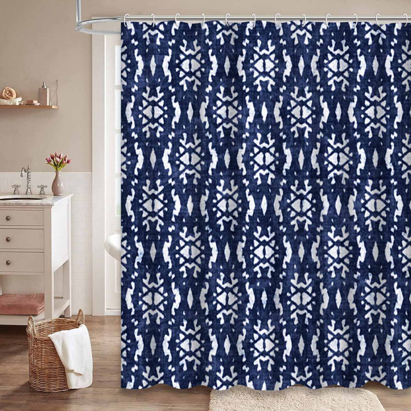 Rideau de douche Folk Ornamental Indigo, L 72 po x l 84 po