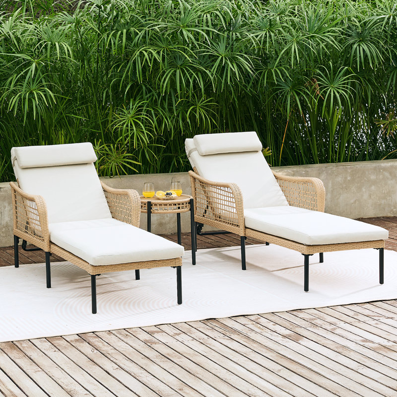 Ensemble de lit en rotin 3 pièces en aluminium, Beige