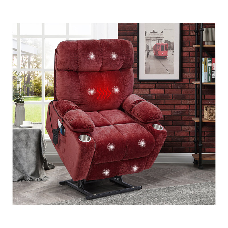 Fauteuil inclinable électrique Elnora, Tissu rouge