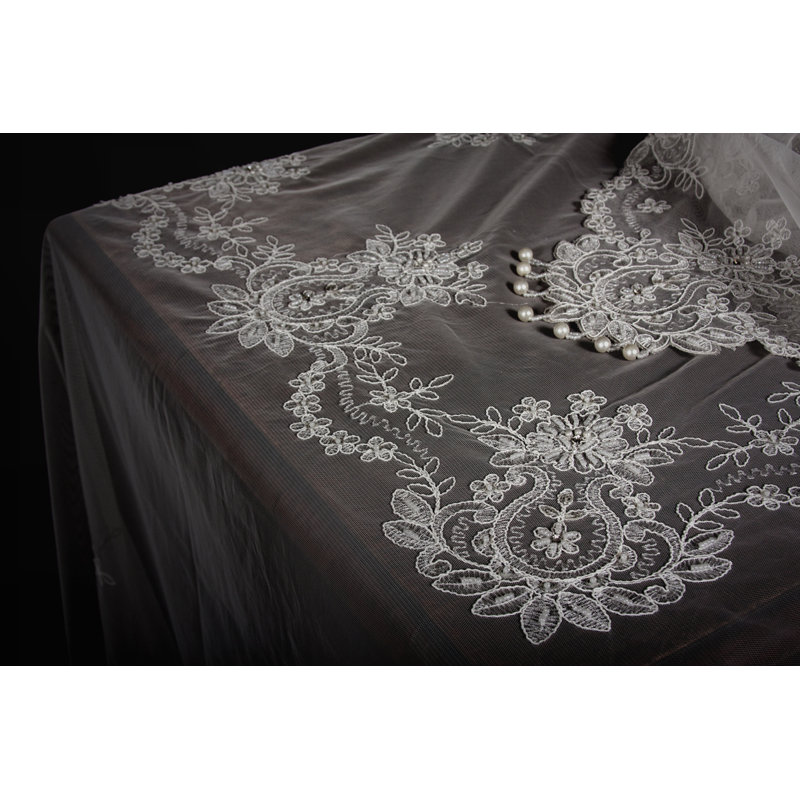 Tibbitts Lace Embroidered Tablecloth with Beaded Accent