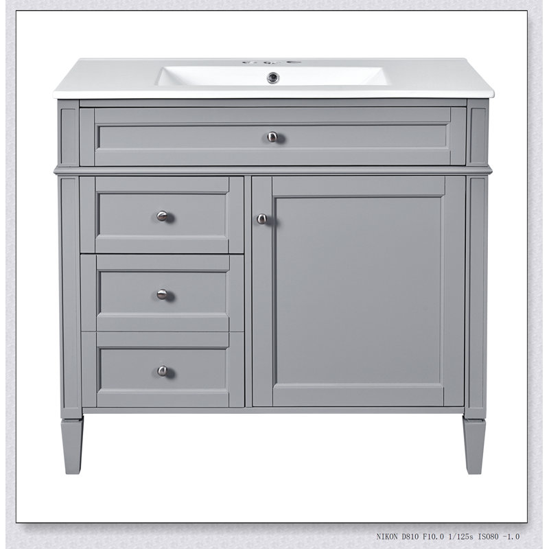 Mosinak 36.00'' Single Bathroom Vanity with Top, Gray