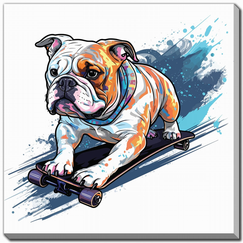 Bulldog Thrills, art mural sur toile, H 16 po x l 16 po