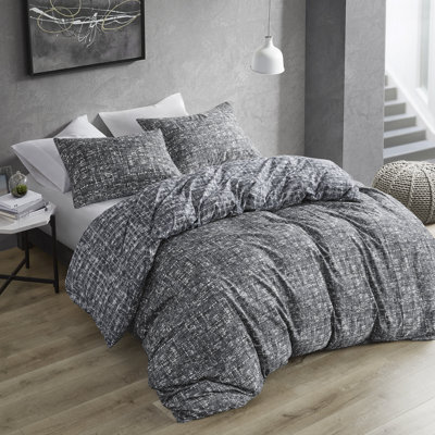 Maca Gray Textured Print Reversible 3-Piece Full/Queen Duvet Set