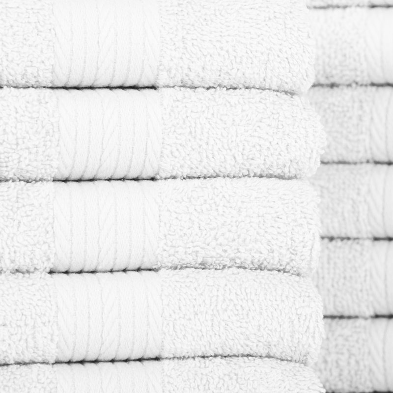 100% Cotton 600 GSM Washcloths 12 X 12 Inch Soft Absorbent, Quick Drying, White, 50 Piece Towel Set
