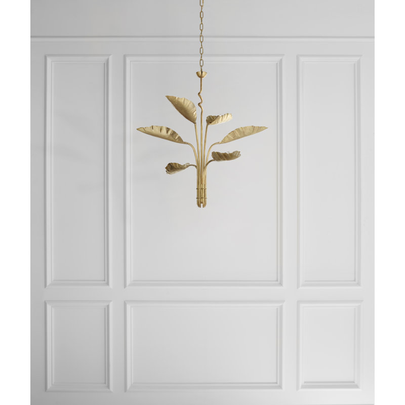 Julie Neill Dumaine Medium Pierced Leaf Chandelier, Antique-Burnished Brass