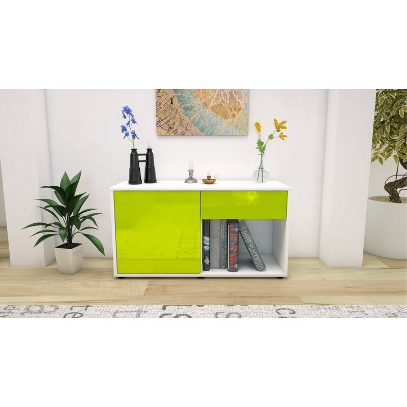 Keyon 92cm W 1 - Drawer Chest of Drawers, High-gloss Green / Matte White