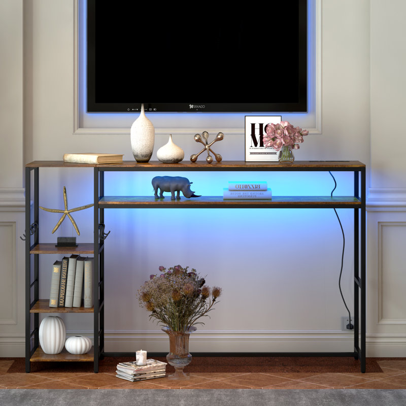 Fien 60'' Unfinished Console Table, Brown/Black