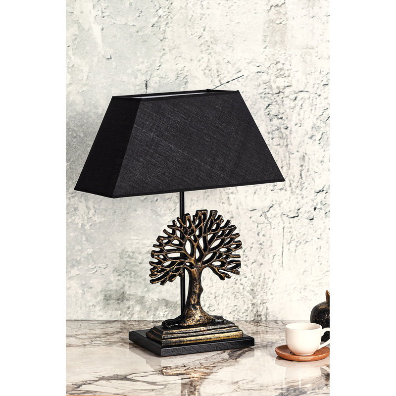 Lampe de table en métal Adrain, Doré / Noir, Noir