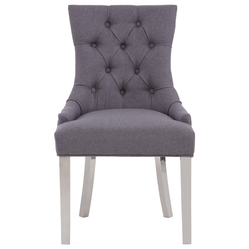 Ottawa 45cm H Tufted Velvet Upholstered Side Chair, Light Grey