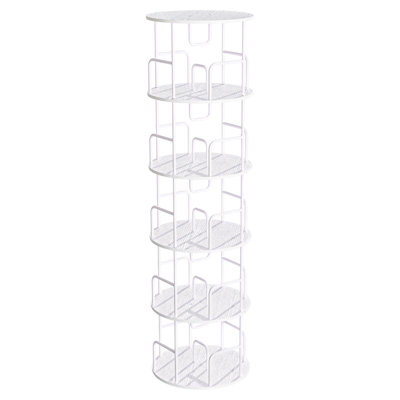 Spinning 360 5 Tier Storage Book Shelf For Various Rooms, White, Space - Saving And Stylish Appearance