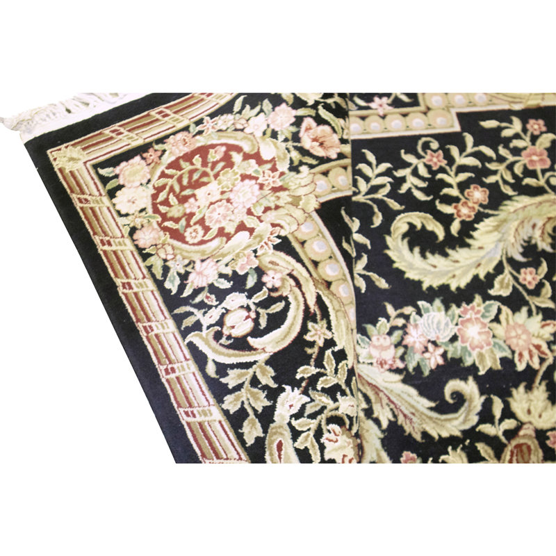 High-Quality Hand-Knotted Black Area Rug