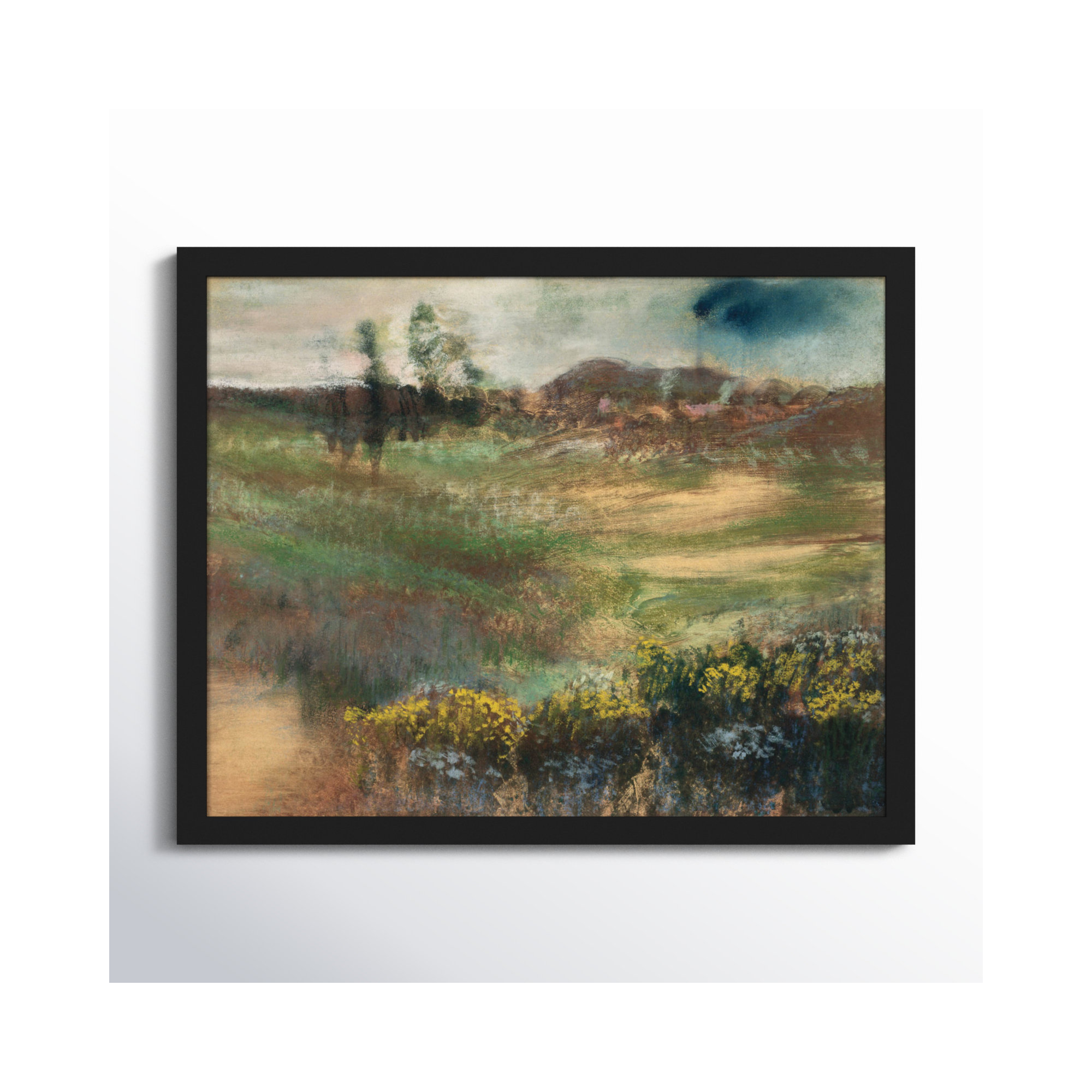 Edgar Degas's Landscape With Smokestacks 1890 by The Art Institute Of Chicago, Black Framed, 17" H x 21" W