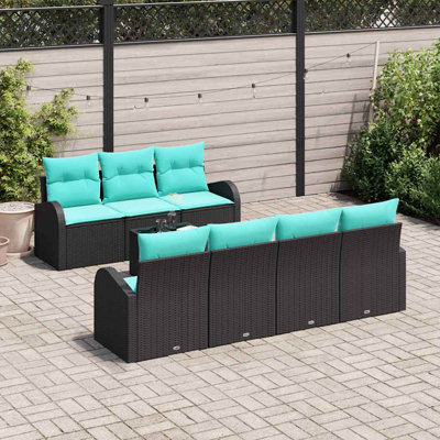 Ensemble de canapé de jardin Vidaxl 8 pièces 55 x 55 x 37 cm en poly rotin noir