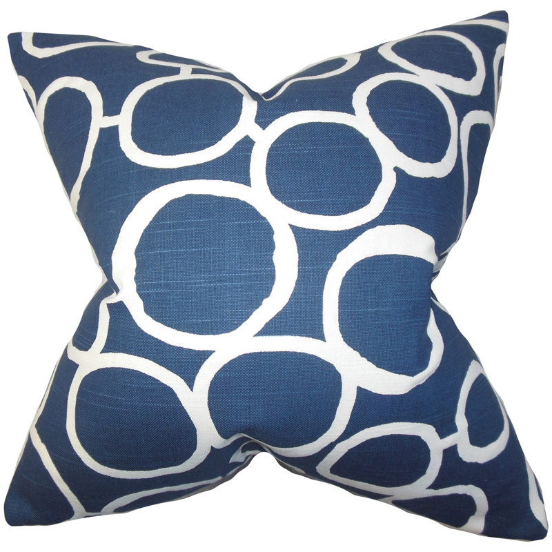 Geometric Feather Reversible Throw Pillow, Blue