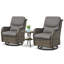 Chaises berçantes pivotantes d'extérieur en rotin avec coussins et table d'appoint Koba-148766588-148766585
