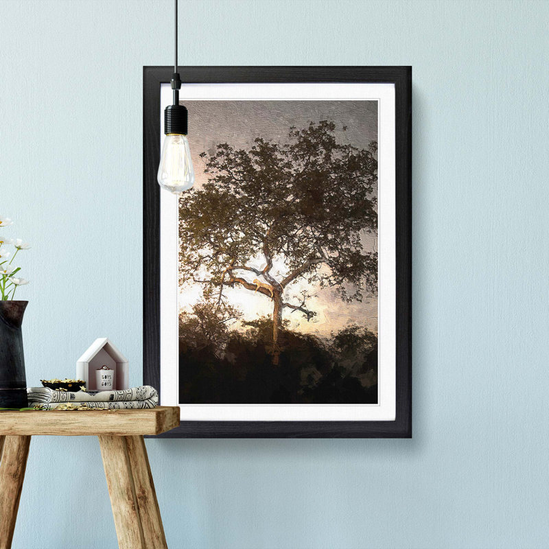 Leopard Siesta - Picture Frame Painting Print, 48cm H x 36cm W x 2cm D, Black Framed