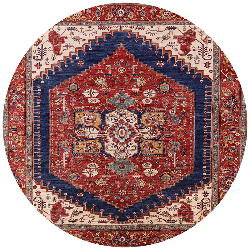 Tapis oriental rouge / bleu Rininger, Rond 3 pi