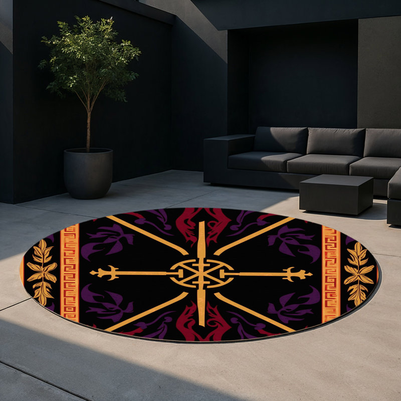Tapis baroque intérieur et extérieur Elysian, Rond 5 pi