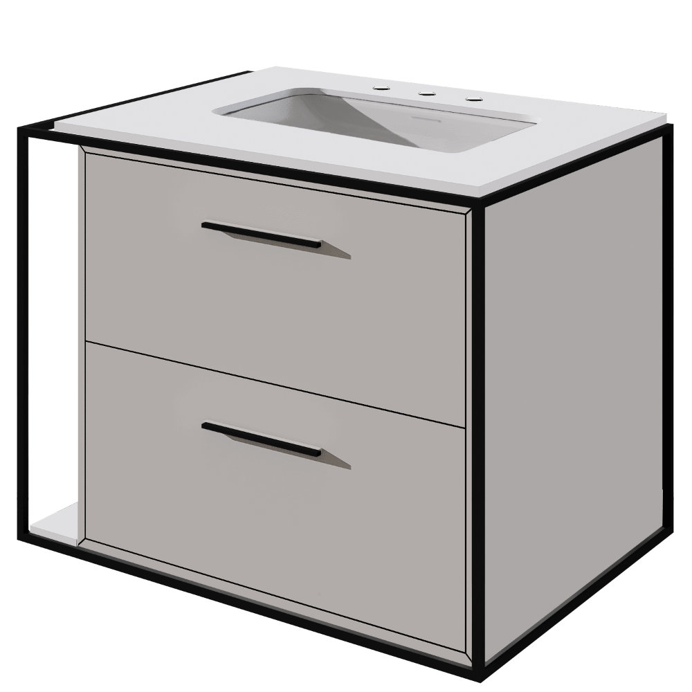 24" Cherry Single Bathroom Vanity, Cloud, Matte Black, 8" Widespread