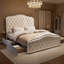  Lit double tapissier avec 4 tiroirs Maber, lit plateforme avec rangement et 2 tables de chevet, lit à oreilles en velours, aucun sommier requis, beige-97587622-97587620