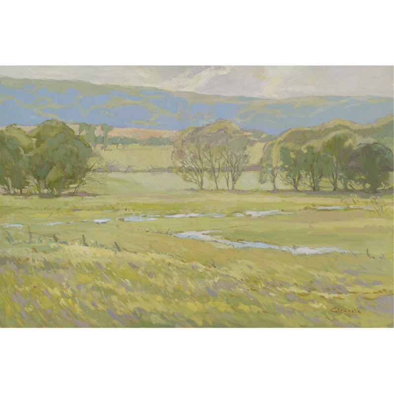 Summer Pasture I by Stephen Calcasola - Painting Print, 81cm H x 122cm W, Black Floater Framed