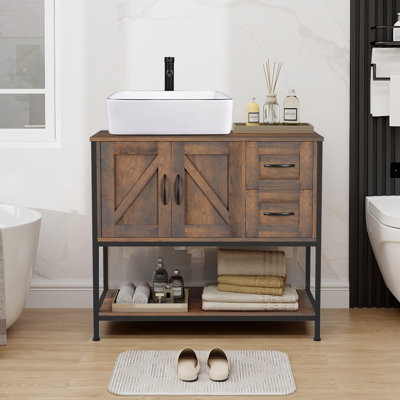 36'' Free-Standing Farmhouse Single Bathroom Vanity With Sink