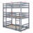 Twin Triple Rubber Wood Bunk Bed, With Ladders-1876916149