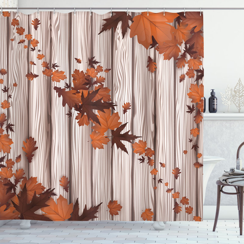Ensemble de rideau de douche et crochets Autumn, H 69 po x l 75 po, Orange brûlé