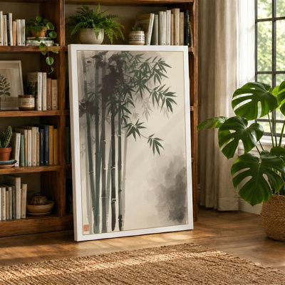 Bamboo in Mist Japandi - Wrapped Canvas