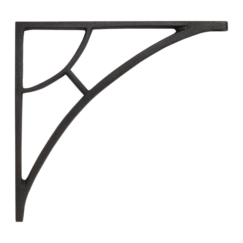 Simple Arch Cast Iron Shelf Bracket - Black Powder Coat