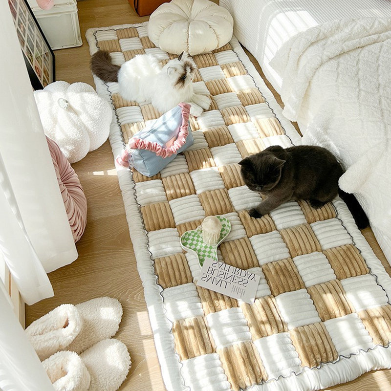 Fun Sofa Cover,Checkered Square Design,Window Seat Cushion, Bed Headboard Cushion, Tatami Mat, 1.3" H x 82.6" W x 27.5" D