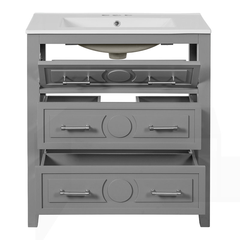 30" Bathroom Vanity with Ceramic Sink Combo