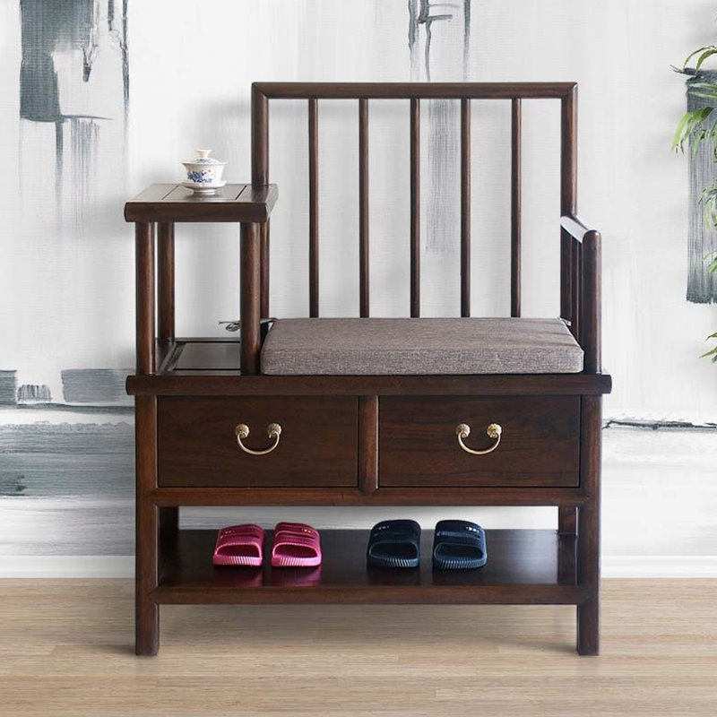 4 Pair Shoe Storage Bench, Tan