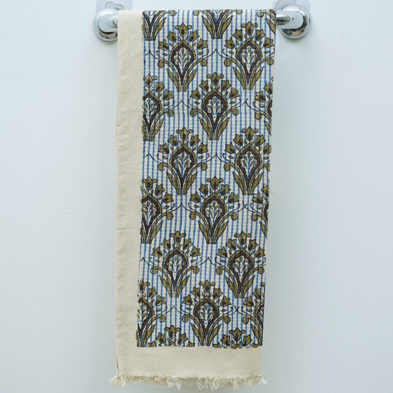 Cotton Waffle Hand Towels Floral Hand Block Print 17X32 Soft, Absorbent, and Handcrafted to Perfection(Chimni, Brown)