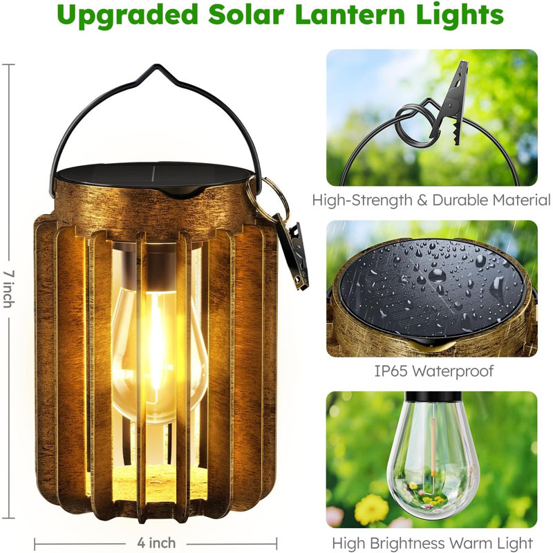 Solar Lanterns Outdoor Hanging, Upgraded Bright Waterproof Lantern For Outside, Over 12hrs Powered Lights For Garden, Yard, Patio Decor