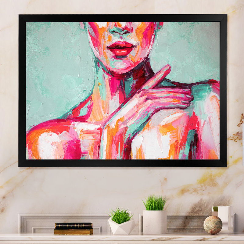 " Pastel Artistic Seduction Woman V ", Black Picture Framed Canvas, 8" H x 12" W x 1" D